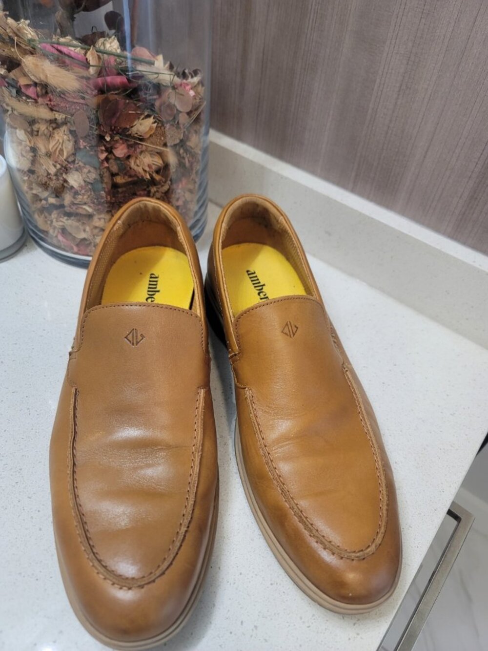 AmberJack The Loafer Slip On Leather Shoes Mens 13 M Honey Brown